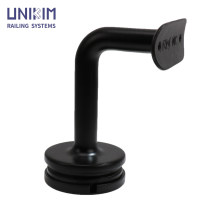 Matte black glass handrail wall support